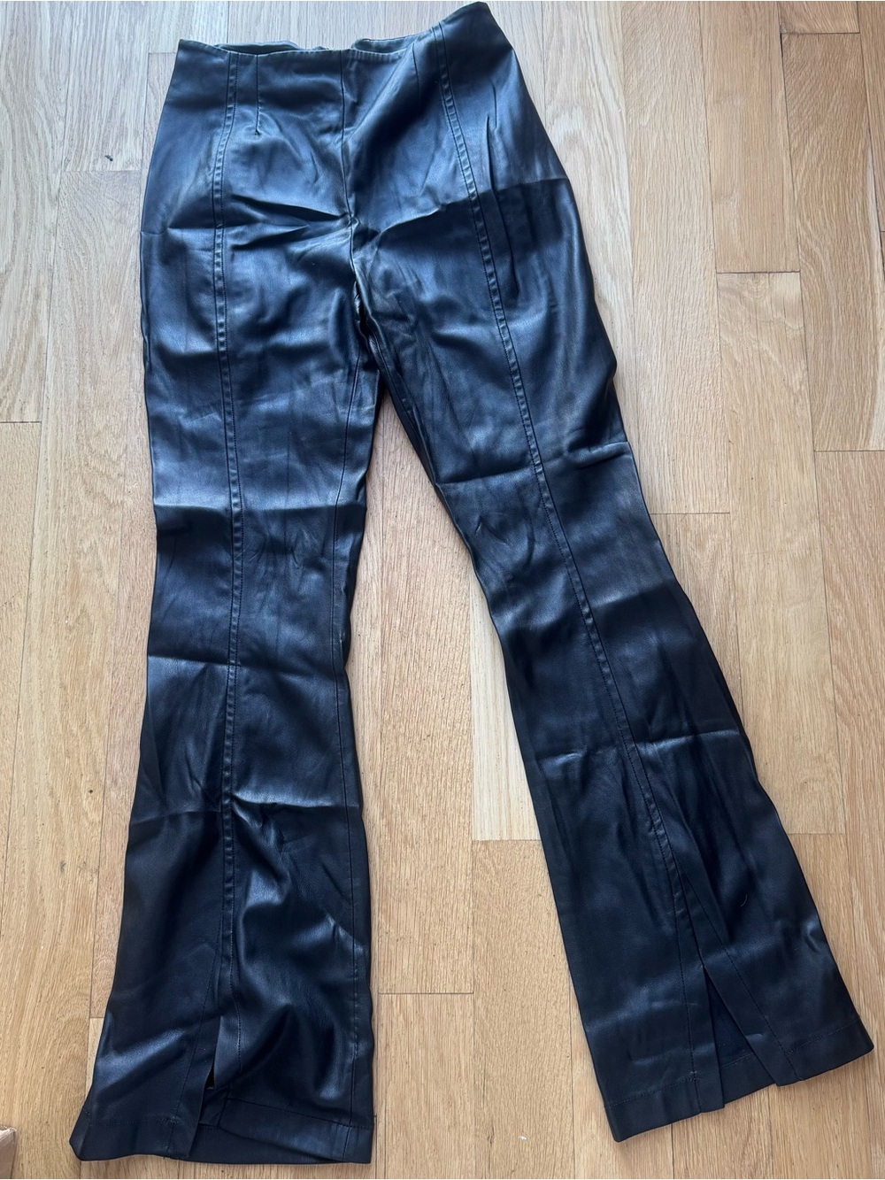 Free People Black Faux Leather Flare Pants